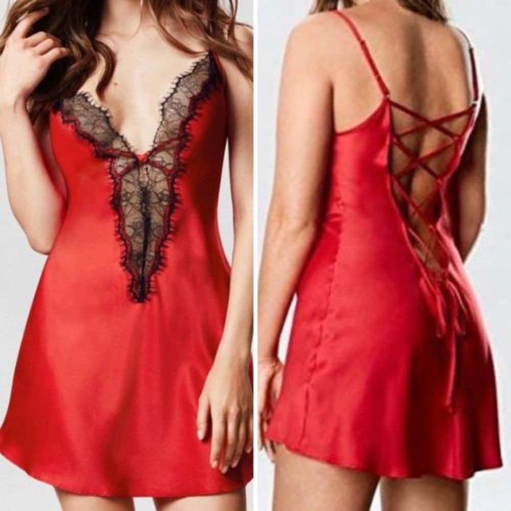 NWT Ann Summers Cherryann Satin & Lace Chemise | L